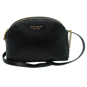 KATE SPADE~MORGAN~Black Saffiano Leather Double Zip Dome Crossbody Bag